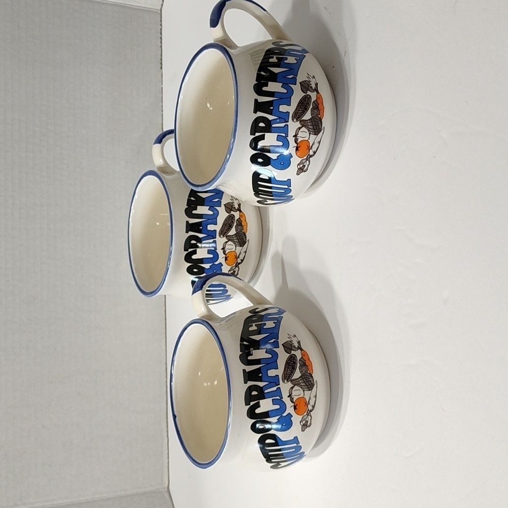 Vintage PMC Soup and Cracker Mugs Set of 3